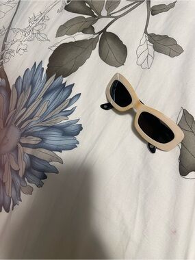 Chanel Beige Rectangular Retro Sunglasses with Black Lenses